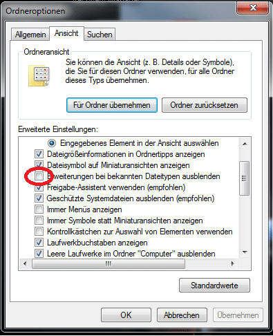 Dateiendungen / Dateiformat in Windows ändern