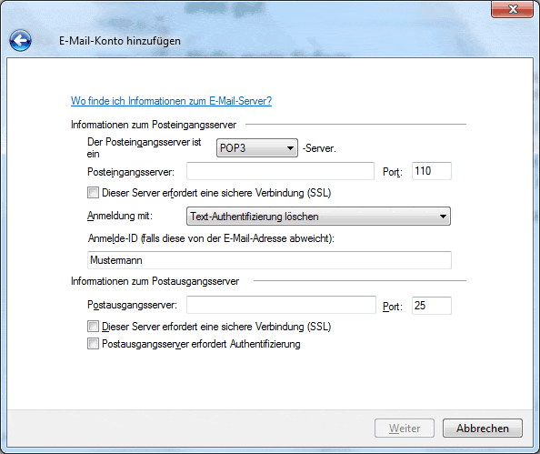 E-Mail-Konto in Windows Live Mail hinzufügen