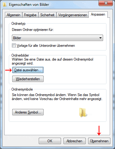Ordnerbild/Ordnervorschau unter Windows 7 ändern