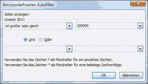 Anleitung: Autofilter erstellen in Excel 2003