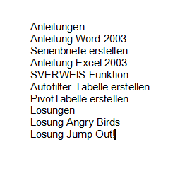 Anleitung: Inhaltsverzeichnis erstellen in Word 2003